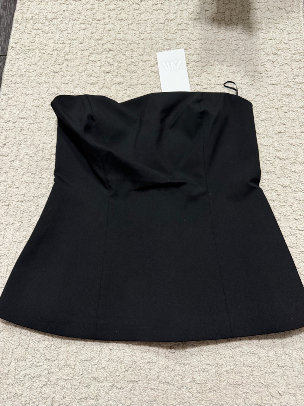 Zara Black Strapless Structured Bustier Top